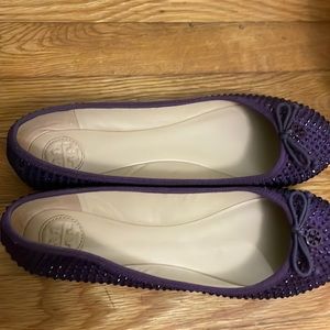 Tory Burch purple flats sz 10 women authentic leather pretty ballet